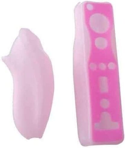 حافظة مطاطية من السيليكون وغطاء جل ناعم واقٍ لجهاز التحكم عن بعد لجهاز Wii Nunchuk Joystick من السيليكون (وردي) in Saudi Arabia