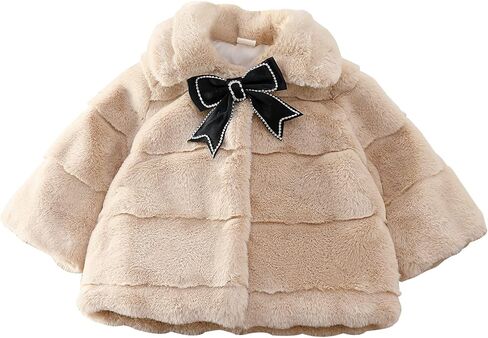Happy Cherry Toddler Baby Girls Fuzzy Cape Coat Winter Faux Fur Coat in Saudi Arabia