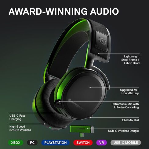 SteelSeries Arctis Nova 7 Wireless Multi-Platform Gaming Headset — World of Warcraft Edition — Free in-Game Items — 2.4GHz + Mixable Bluetooth — 38H USB-C Battery — PlayStation, PC, Switch in Saudi Arabia