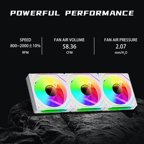 Prism 6PRO ARGB Reverse White Computer Case Fan,Infinite Mirror Light Effect Design Cooling Fan, 120mm CPU Fan PWM 1600RPM 61.5CFM 2MMH20 HDB Bearing for PC Chassis&CPU Cooler&Desktop Case in Saudi Arabia