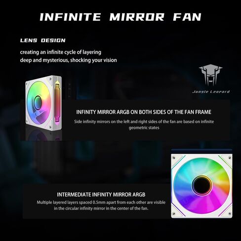 Prism 6PRO ARGB Reverse White Computer Case Fan,Infinite Mirror Light Effect Design Cooling Fan, 120mm CPU Fan PWM 1600RPM 61.5CFM 2MMH20 HDB Bearing for PC Chassis&CPU Cooler&Desktop Case in Saudi Arabia