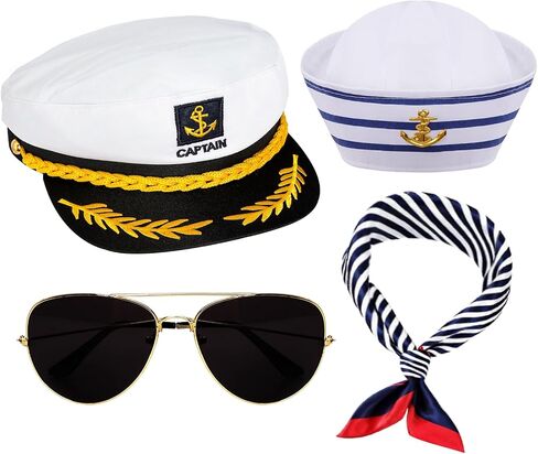 Yacht Captain Hat Sailor Hat and Scarf Set Sailor Hat Boat Cap Navvy Rock Costume for Women Men Captains Dressing up Party in Saudi Arabia