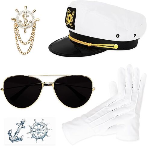 Yacht Captain Hat Sailor Hat and Scarf Set Sailor Hat Boat Cap Navvy Rock Costume for Women Men Captains Dressing up Party in Saudi Arabia