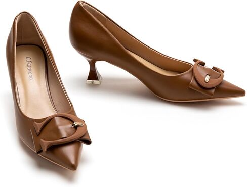 C.Paravano Women's Pumps | Low Heel Designer Shoes | Kitten Heels Womens Short Heels | Leather Pumps in Kuwait