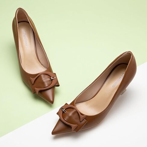 C.Paravano Women's Pumps | Low Heel Designer Shoes | Kitten Heels Womens Short Heels | Leather Pumps in Kuwait