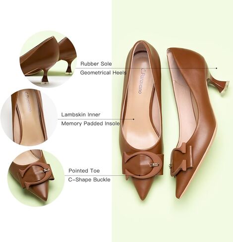 C.Paravano Women's Pumps | Low Heel Designer Shoes | Kitten Heels Womens Short Heels | Leather Pumps in Kuwait