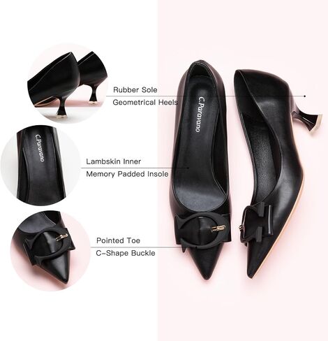 C.Paravano Womens Kitten Heels for Women Pointed Toe Low Heel Pumps Designer Pumps Heels for Women Shoes Dressy in Saudi Arabia