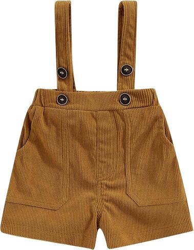 BemeyourBBs Toddler Boy Girl Overall Shorts Baby Suspender Shorts Bottoms Pocket Corduroy Shortall Unisex Baby Clothes in Saudi Arabia