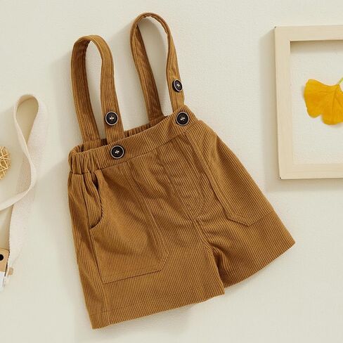 BemeyourBBs Toddler Boy Girl Overall Shorts Baby Suspender Shorts Bottoms Pocket Corduroy Shortall Unisex Baby Clothes in Saudi Arabia