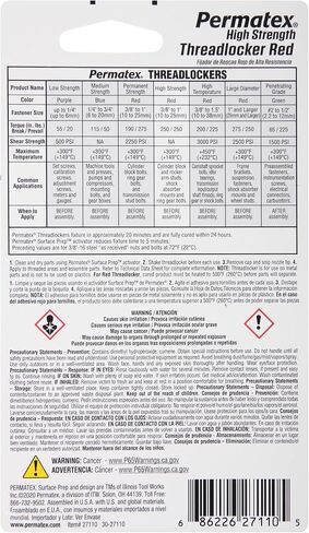 Permatex 27100-12PK High Strength Threadlocker Red, 6 ml (Pack of 12) in Saudi Arabia