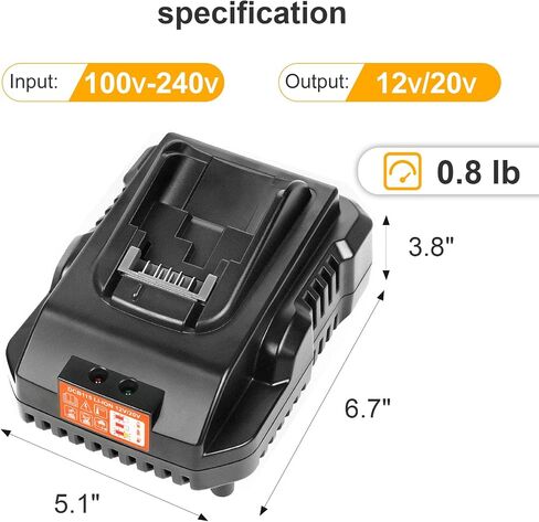 محطة شاحن بطارية DCB112/DCB115 لبطارية ديوالت، شحن متزامن لبطارية 12 فولت و20 فولت كحد أقصى متوافقة مع DCB206 DCB204 DCB205 DCB201 in Saudi Arabia