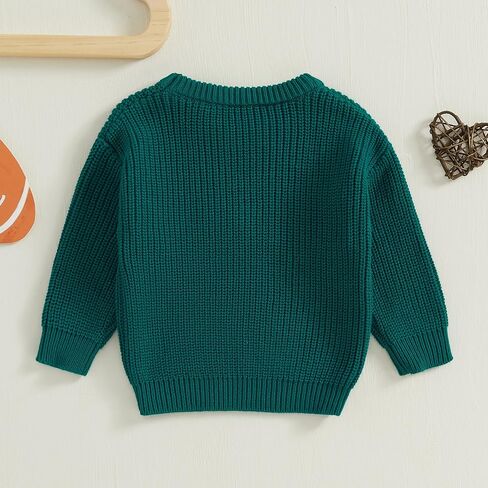 Honganda Newborn Baby Boy Girl Football Outfit Long Sleeve Cable Knit Letters Embroidered Sweater Pullover Knitwear Top in Kuwait