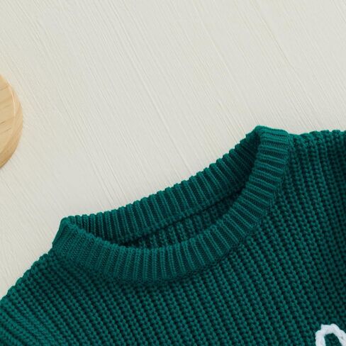 Honganda Newborn Baby Boy Girl Football Outfit Long Sleeve Cable Knit Letters Embroidered Sweater Pullover Knitwear Top in Kuwait