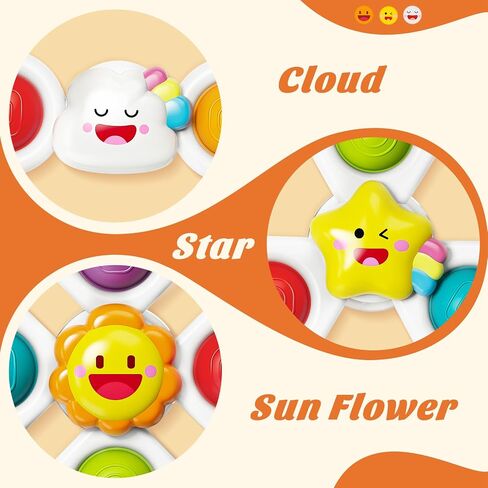 SpringFlower Suction Cup Spinner Toys, Baby Bath Toys for 12 18 Months Boy&Girl, Sensory Toys Bath Toys Travel Table Toy for Toddlers, Birthday Baby Gifts for 1 2 3 Year Old Toddler in Kuwait