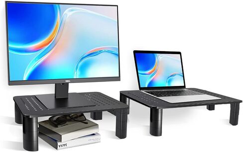 Pholiten Dual Monitor Stand Riser for 2 Monitors，Desktop Monitor Stand with Adjustable Length and Swivel Angles, Extra Long Multifunctional Stand up to 48.2" fit Computer Laptop Printer Max 44 lbs in Kuwait
