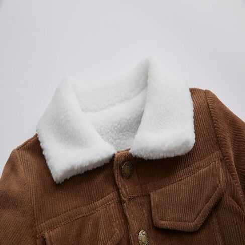 Toddler Baby Boys' Corduroy Jacket Sherpa Lined Lapel Baby jacket Warm and Thick Infant Coat Long in Kuwait