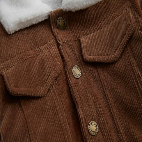 Toddler Baby Boys' Corduroy Jacket Sherpa Lined Lapel Baby jacket Warm and Thick Infant Coat Long in Kuwait