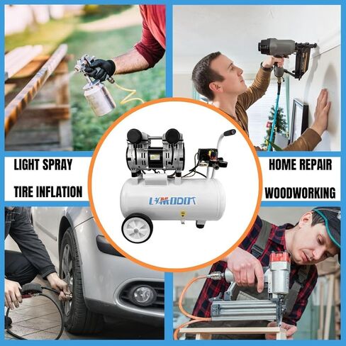Air Compressor, Ultra Quiet Air Compressor, Only 68dB, 6 Gallon Durable Steel Air Tank, 4.2CFM @ 90PSI, Oil-Free, Ideal For Shop, Garage, Car, Pneumatic Tool, 1.7 HP in Kuwait