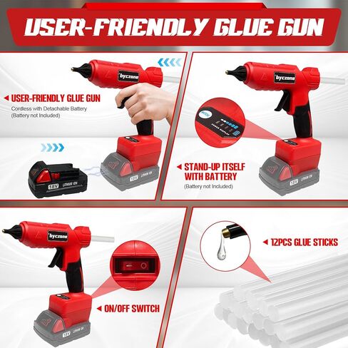 Cordless 100W Hot Glue Gun for Dewalt 20V Battery, Handheld Wireless Power Heavy Duty Hot Glue Gun Full Size Kit with 20pcs Hot Glue Sticks for Home Repair, Arts & Crafts(Battery NOT Include) in Saudi Arabia
