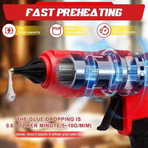 Cordless 100W Hot Glue Gun for Dewalt 20V Battery, Handheld Wireless Power Heavy Duty Hot Glue Gun Full Size Kit with 20pcs Hot Glue Sticks for Home Repair, Arts & Crafts(Battery NOT Include) in Saudi Arabia