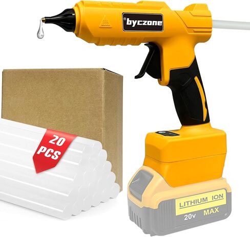 Cordless 100W Hot Glue Gun for Dewalt 20V Battery, Handheld Wireless Power Heavy Duty Hot Glue Gun Full Size Kit with 20pcs Hot Glue Sticks for Home Repair, Arts & Crafts(Battery NOT Include) in Saudi Arabia