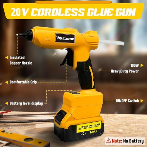 Cordless 100W Hot Glue Gun for Dewalt 20V Battery, Handheld Wireless Power Heavy Duty Hot Glue Gun Full Size Kit with 20pcs Hot Glue Sticks for Home Repair, Arts & Crafts(Battery NOT Include) in Saudi Arabia