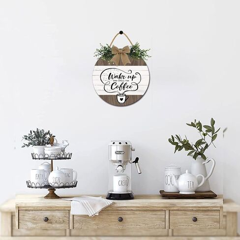 Coffee Get Me Started Jesus Keeps Me Going Sign for Coffee Bar Decor Rustic Farmhouse Wooden Round Coffee Sign Kitchen Decor Coffee Lover Coffee Station Decor Wall Decor for Home Office Kitchen in Saudi Arabia