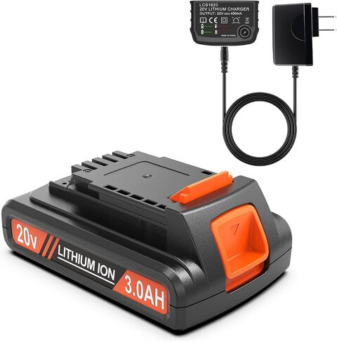 2 Pack 3000mAh 20v MAX Battery and Charger, Replacement for Black and Decker 20v Lithium Battery, Compatible with All Original Cordless Power Tools and Charger. in Saudi Arabia