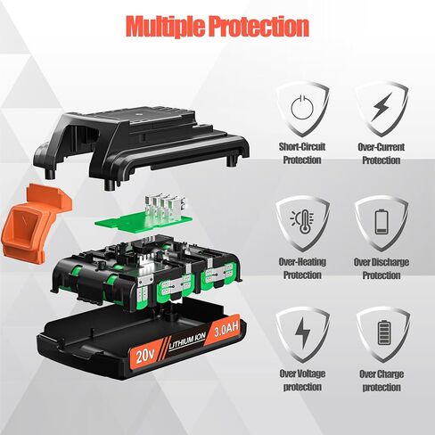 2 Pack 3000mAh 20v MAX Battery and Charger, Replacement for Black and Decker 20v Lithium Battery, Compatible with All Original Cordless Power Tools and Charger. in Saudi Arabia