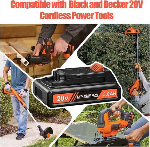 2 Pack 3000mAh 20v MAX Battery and Charger, Replacement for Black and Decker 20v Lithium Battery, Compatible with All Original Cordless Power Tools and Charger. in Saudi Arabia