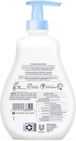 غسول وشامبو للأطفال من بيبي دوف من الطرف إلى أصابع القدم لبشرة الطفل الحساسة، مرطب غني، لا يسبب الدموع ولا يسبب الحساسية، 13 أونصة in Kuwait