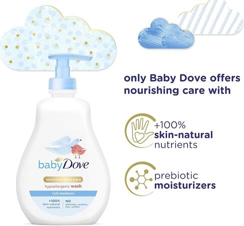 غسول وشامبو للأطفال من بيبي دوف من الطرف إلى أصابع القدم لبشرة الطفل الحساسة، مرطب غني، لا يسبب الدموع ولا يسبب الحساسية، 13 أونصة in Kuwait