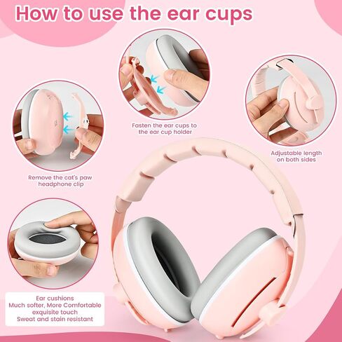 Baby Ear Defenders, 2-in-1 Baby Earmuffs for Hearing Protection, Noise Cancelling Headphones for Babies Ages 0-48 Months in Saudi Arabia