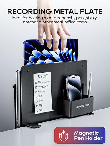 Under Desk Laptop Mount, Hanging Desk Organizer, Under Desk Laptop Holder with 2 Under Desk Hooks, Desk Side Storage for Laptops, 22 lb Load Capacity[Black, with Magnetic Storage Box] in Saudi Arabia