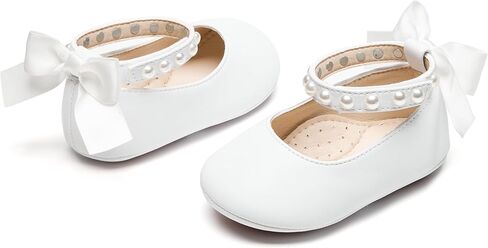 Baby Girls Mary Jane Flats - Infant Newborn Walking Shoes Soft Rubber Sole Princess Wedding in Saudi Arabia