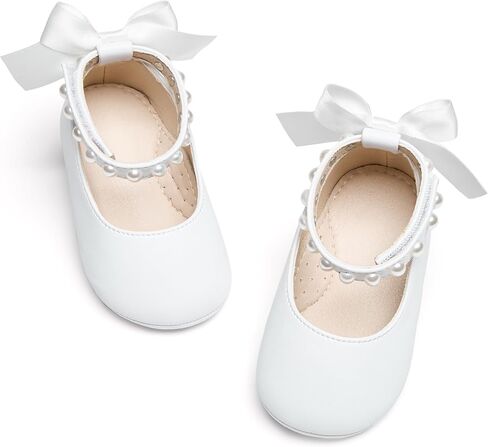 Baby Girls Mary Jane Flats - Infant Newborn Walking Shoes Soft Rubber Sole Princess Wedding in Saudi Arabia