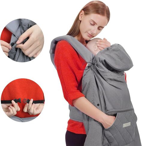 غطاء حامل الطفل مع غطاء قابل للفصل، غطاء حامل شتوي عالمي مقاوم للماء والرياح لحاملة الأطفال ومقعد خصر الطفل مع حقيبة تخزين، حقيبة رايات الطفل لمقاعد السيارة وعربات الأطفال، رمادي in Kuwait