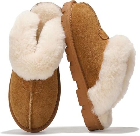 Project Cloud House Slippers for Women - 100% Genuine Leather & Natural Fur lining Fuzzy Slippers Women - Memory Foam Women Shoes & House Shoes for Women, Cozy & Fluffy Slippers (Hedy) in Saudi Arabia