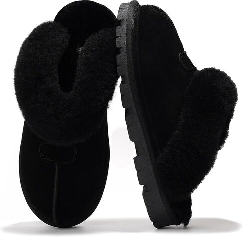 Project Cloud House Slippers for Women - 100% Genuine Leather & Natural Fur lining Fuzzy Slippers Women - Memory Foam Women Shoes & House Shoes for Women, Cozy & Fluffy Slippers (Hedy) in Saudi Arabia