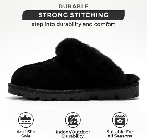 Project Cloud House Slippers for Women - 100% Genuine Leather & Natural Fur lining Fuzzy Slippers Women - Memory Foam Women Shoes & House Shoes for Women, Cozy & Fluffy Slippers (Hedy) in Saudi Arabia