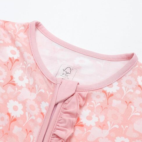 JunNeng 2Pcs Baby Girl Bamboo from Viscose Sleeper with Mitten Cuffs, Footless Ruffle Comfy Zippy Romper, Sleep N' Play Pjs in Kuwait