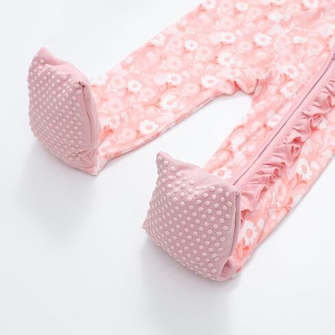 JunNeng 2Pcs Baby Girl Bamboo from Viscose Sleeper with Mitten Cuffs, Footless Ruffle Comfy Zippy Romper, Sleep N' Play Pjs in Kuwait