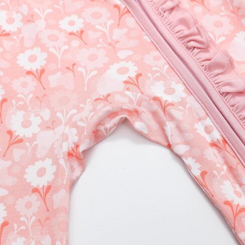 JunNeng 2Pcs Baby Girl Bamboo from Viscose Sleeper with Mitten Cuffs, Footless Ruffle Comfy Zippy Romper, Sleep N' Play Pjs in Kuwait