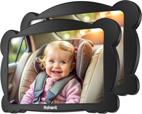 Baby Car Mirror 2-Pack for 2 Kids: Adjustable Car Seat Mirror for Baby Rear Facing Seat Easy Install on Headrest for Family with 2 Cars - Stable Clear Back Seat Mirror to See 2 Babies in 2 Seats in Saudi Arabia