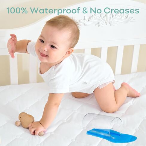 Waterproof Crib Mattress Protector 2 Pack, Crib Mattress Cover Fitted for Baby Bed, Ultra Soft&Washable Toddler Mattress Protector, White-Diamond 52"x28" in Saudi Arabia