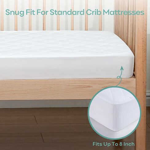 Waterproof Crib Mattress Protector 2 Pack, Crib Mattress Cover Fitted for Baby Bed, Ultra Soft&Washable Toddler Mattress Protector, White-Diamond 52"x28" in Saudi Arabia