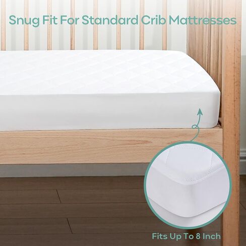 Waterproof Crib Mattress Protector 2 Pack, Crib Mattress Cover Fitted for Baby Bed, Ultra Soft&Washable Toddler Mattress Protector, White-Diamond 52"x28" in Saudi Arabia