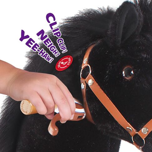PonyCycle Ride on Horsey Toddler Ride on Toys for Boys Classic Model U (with Brake/ 30" Height/Size 3 Rocking Horse for Age 3-5) Ride on Horse Toys Mechanical Animal Plush Black Ux326 in Saudi Arabia