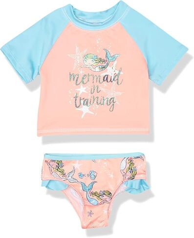 Girls Baby Two Piece Rashguard Set with Ruffle Trim in Kuwait