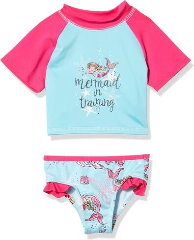 Girls Baby Two Piece Rashguard Set with Ruffle Trim in Kuwait